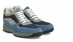 Martinique - Elevator Sneakers In Leather/fabric Mix From 2.4 To 4 Inches