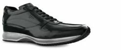 Abu Dhabi - Elevator Sneakers In Shiny Black Calfskin From 2.4 To 4 Inches