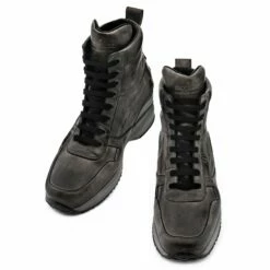 Austria - Elevator Sneakers In Leather/fabric Mix From 2.4 To 4 Inches