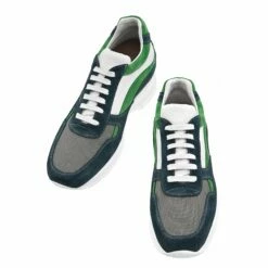 Charlotte - Elevator Sneakers In Leather/fabric Mix From 2.4 To 4 Inches