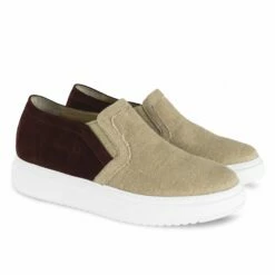 Conero - Elevator Slip-Ons In Leather/fabric Mix Up To 2.6 Inches -Deals Guidomaggi Store conero elevated shoes