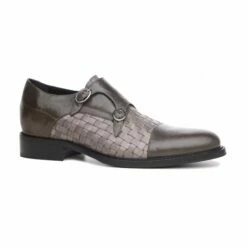 Vivaldi - Elevator Shoes In Braided Leather From 2.4 To 3.1 Inches -Deals Guidomaggi Store doppia fibbia intrecciata grigia 08 finale 2 1