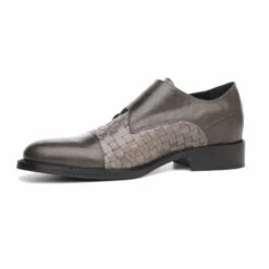 Vivaldi - Elevator Shoes In Braided Leather From 2.4 To 3.1 Inches -Deals Guidomaggi Store doppia fibbia intrecciata grigia 30 finale 2 1