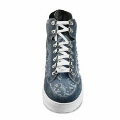 Denim - Elevator Sneakers In Leather/fabric Mix From 2.4 To 4 Inches -Deals Guidomaggi Store elevated shoes denim