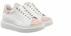Pink Beach - Elevator Sneakers In Full Grain Leather From 2.4 To 3.1 Inches