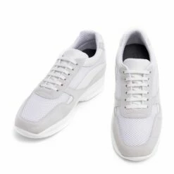 Argentario - Elevator Sneakers In Leather/fabric Mix From 2.4 To 3.1 Inches