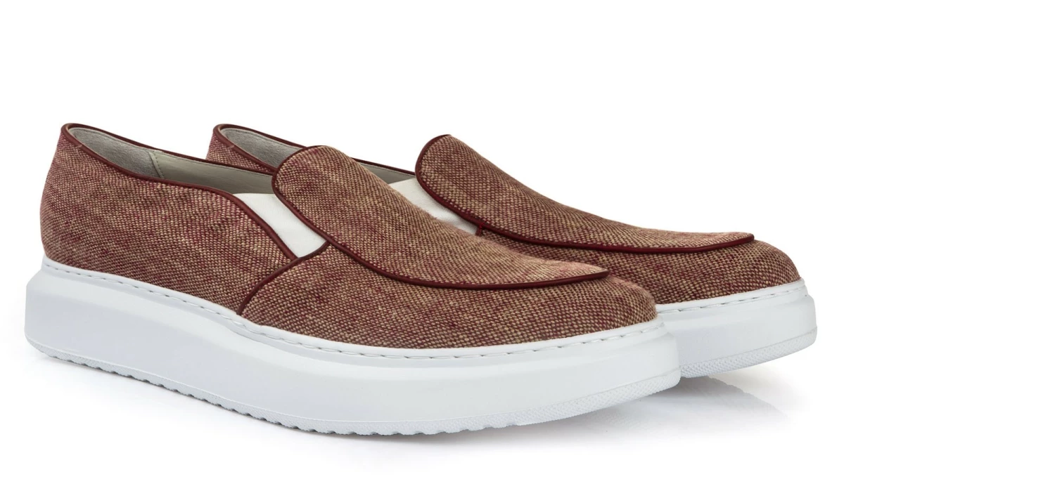 Fuego - Elevator Slip-Ons In Leather/fabric Mix Up To 2.4 Inches 3 Fuego - Elevator Slip-Ons In Leather/fabric Mix Up To 2.4 Inches