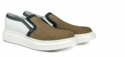 Oahu - Elevator Slip-Ons In Leather/fabric Mix Up To 2.4 Inches