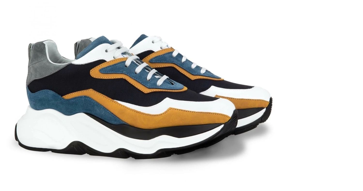 Giant Piranha - Elevator Sneakers In Leather/fabric Mix From 2.4 To 4.3 Inches 3 Giant Piranha - Elevator Sneakers In Leather/fabric Mix From 2.4 To 4.3 Inches