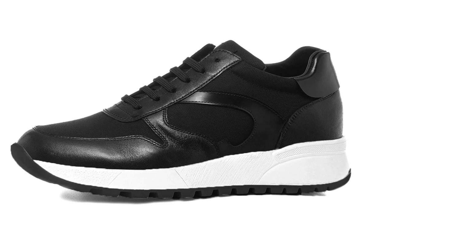 Arkansas - Elevator Sneakers In Leather/fabric Mix From 2.4 To 3.1 Inches 5 Arkansas - Elevator Sneakers In Leather/fabric Mix From 2.4 To 3.1 Inches - Image 3