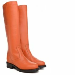 Jasmine Orange - Elevator Boots In Full Grain Leather From 2.4 To 3.1 Inches