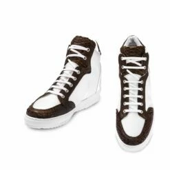 Sri Lanka - Elevator Sneakers In Leather/fabric Mix From 2.4 To 4 Inches