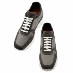 Baltimore - Elevator Sneakers In Leather/fabric Mix From 2.4 To 4 Inches