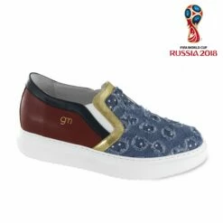 Mundial - Elevator Slip-Ons In Leather/fabric Mix Up To 2.6 Inches