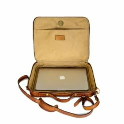 Bruce -Briefcase In Vegetable-tanned Leather -Deals Guidomaggi Store porta pc 1