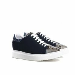 Guadalupa - Elevator Sneakers In Leather/fabric Mix From 2.4 To 3.1 Inches -Deals Guidomaggi Store python shoes