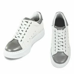 Silver Spring - Elevator Sneakers In Full Grain Leather From 2.4 To 3.1 Inches