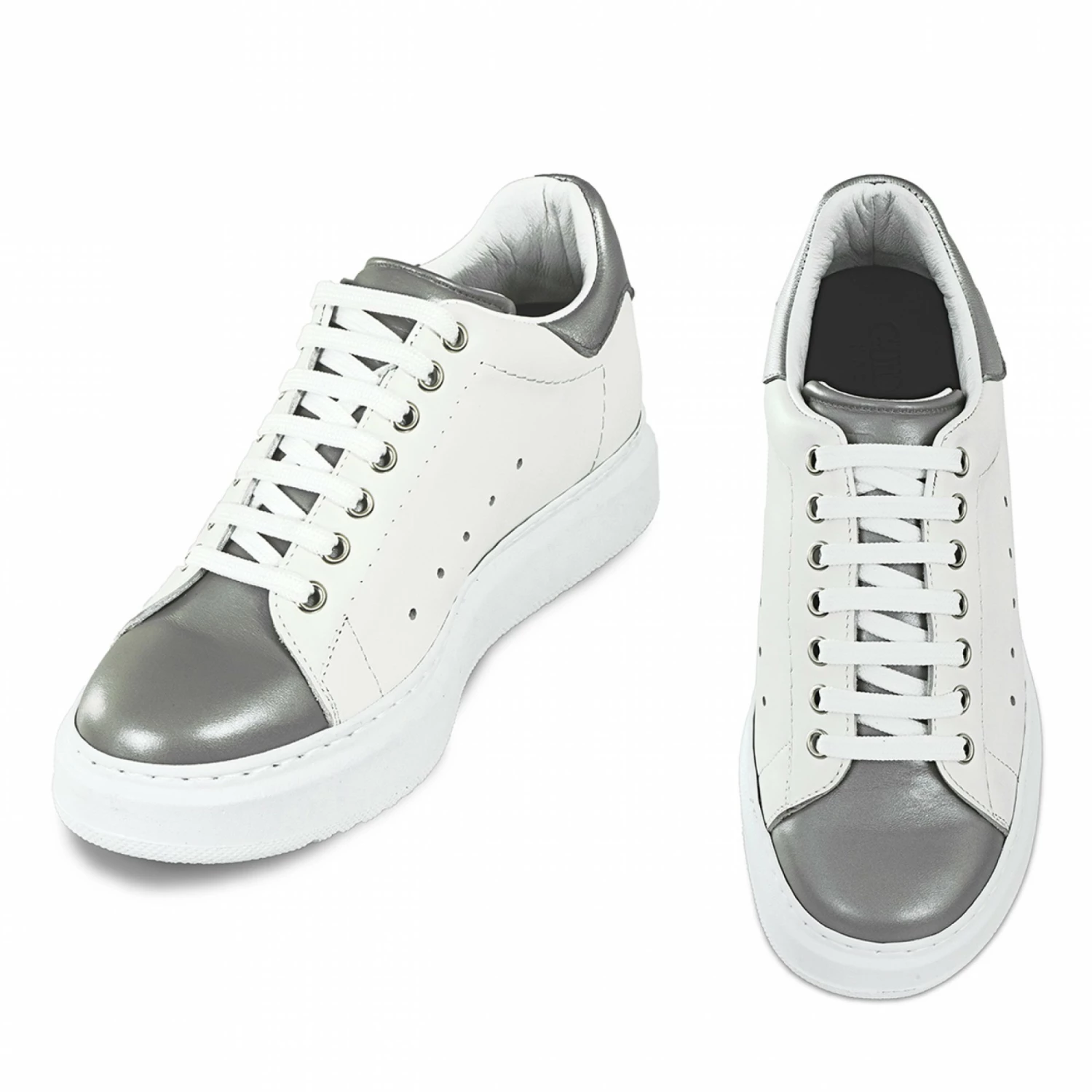Silver Spring - Elevator Sneakers In Full Grain Leather From 2.4 To 3.1 Inches 3 Silver Spring - Elevator Sneakers In Full Grain Leather From 2.4 To 3.1 Inches