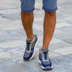 Venice Beach - Elevator Sneakers In Leather/fabric Mix From 2.4 To 4 Inches -Deals Guidomaggi Store sneakers venice beach 1