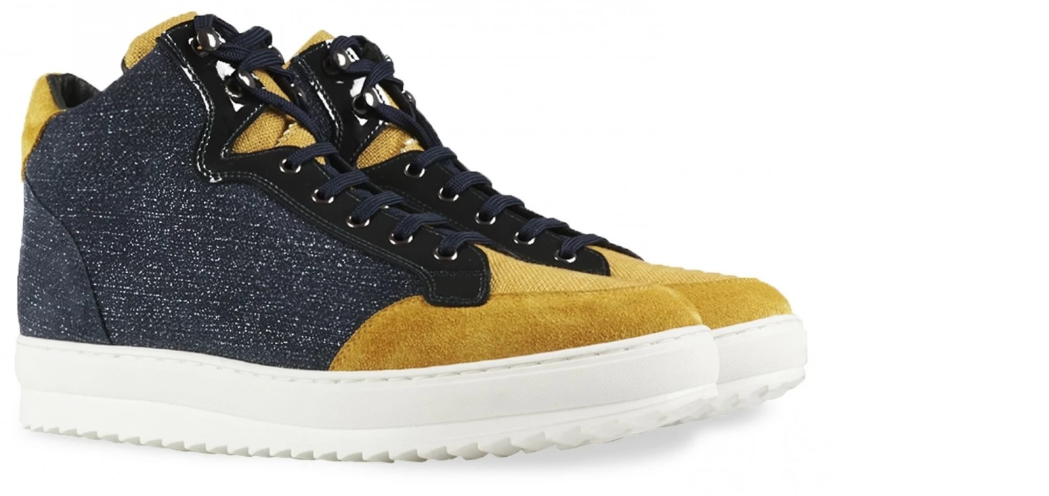 San Andrés - Elevator Sneakers In Leather/fabric Mix From 2.4 To 4 Inches 3 San Andrés - Elevator Sneakers In Leather/fabric Mix From 2.4 To 4 Inches