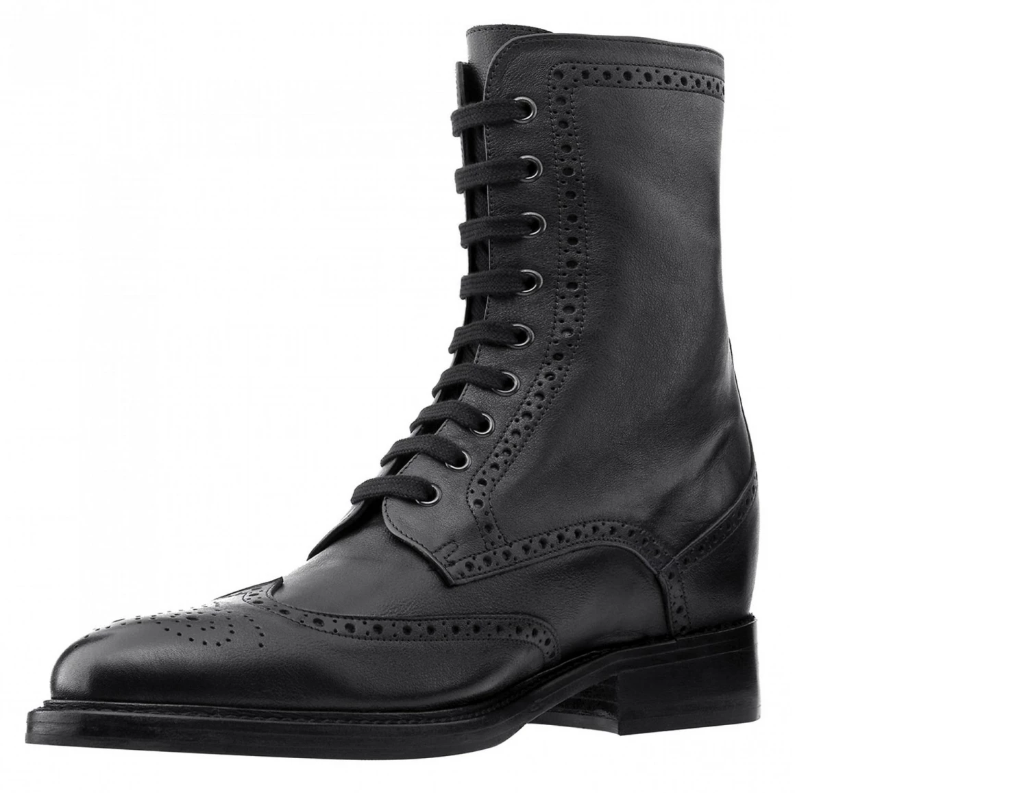 Jessica - Elevator Boots In Leather/fabric Mix From 2.4 To 4 Inches 4 Jessica - Elevator Boots In Leather/fabric Mix From 2.4 To 4 Inches - Image 2