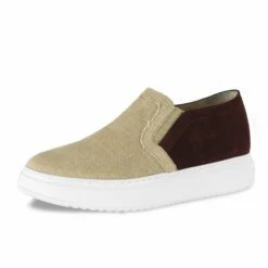 Conero - Elevator Slip-Ons In Leather/fabric Mix Up To 2.6 Inches -Deals Guidomaggi Store tall men shoes conero