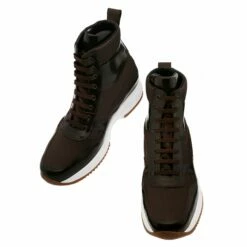 Uruguay - Elevator Sneakers In Leather/fabric Mix From 2.4 To 4 Inches