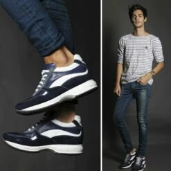 Sydney - Elevator Sneakers In Mix Of Leathers From 2.4 To 4 Inches